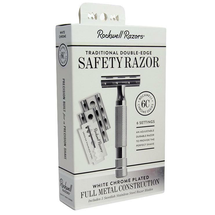 Rockwell 6C White Chrome Adjustable Double Edge Safety Razor