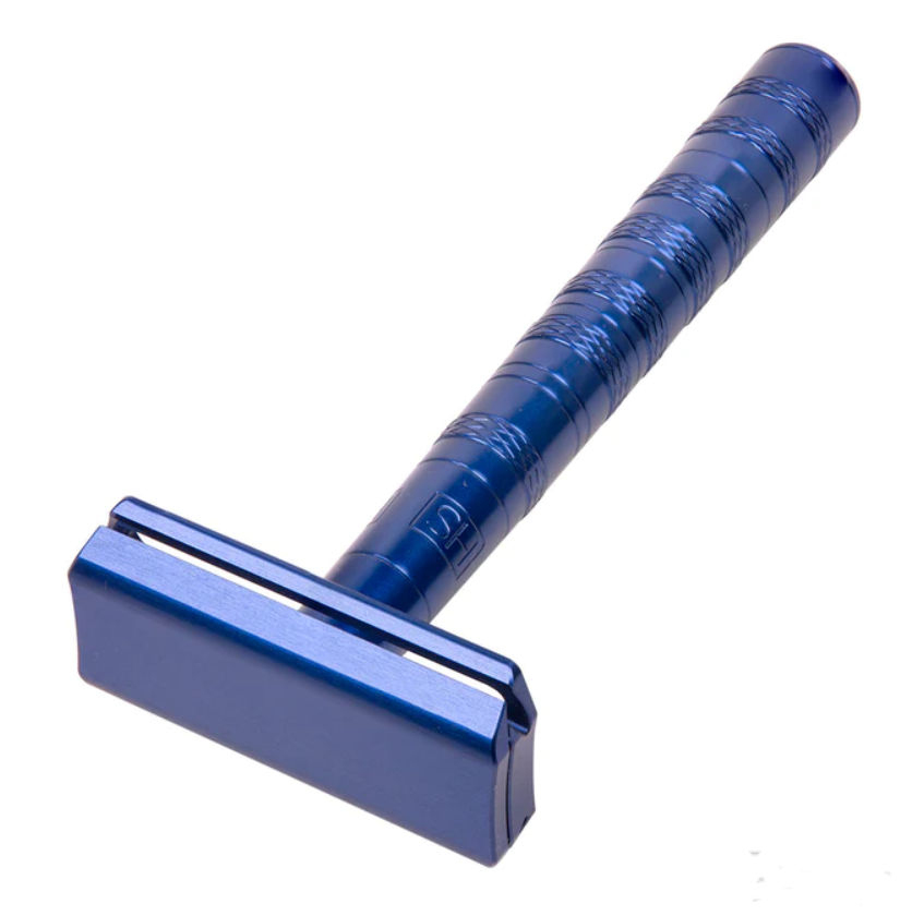 HENSON SHAVING | AL13 JET STEEL BLUE ALUMINUM SAFETY RAZOR *MILD