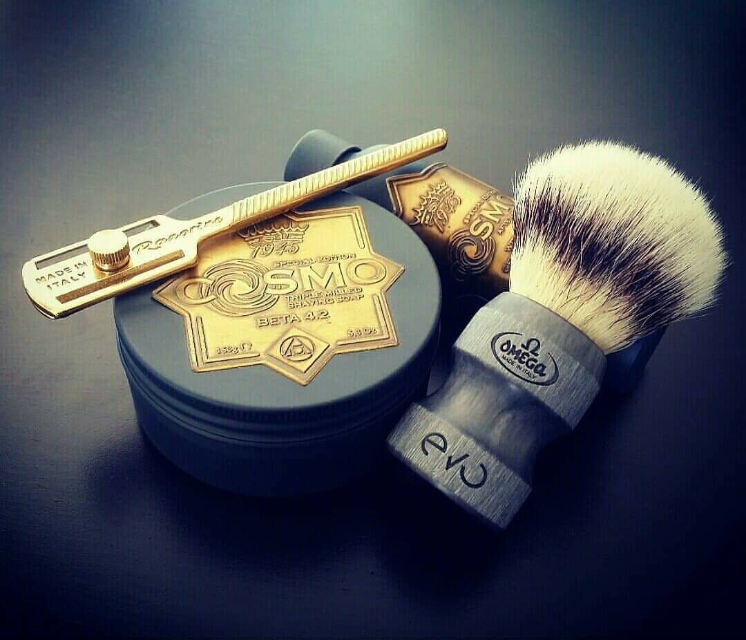 Omega EVO E1857 Synthetic Fiber Shaving Brush Grey Stone