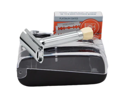 Merkur 570 Progress, Set of Adjustable Safety Razor, Bright Chrome Finish, 10 blades